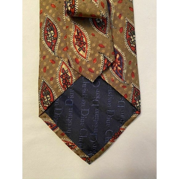 Christian Dior Bronze Paisley Dotted Tie - Picture 5 of 10